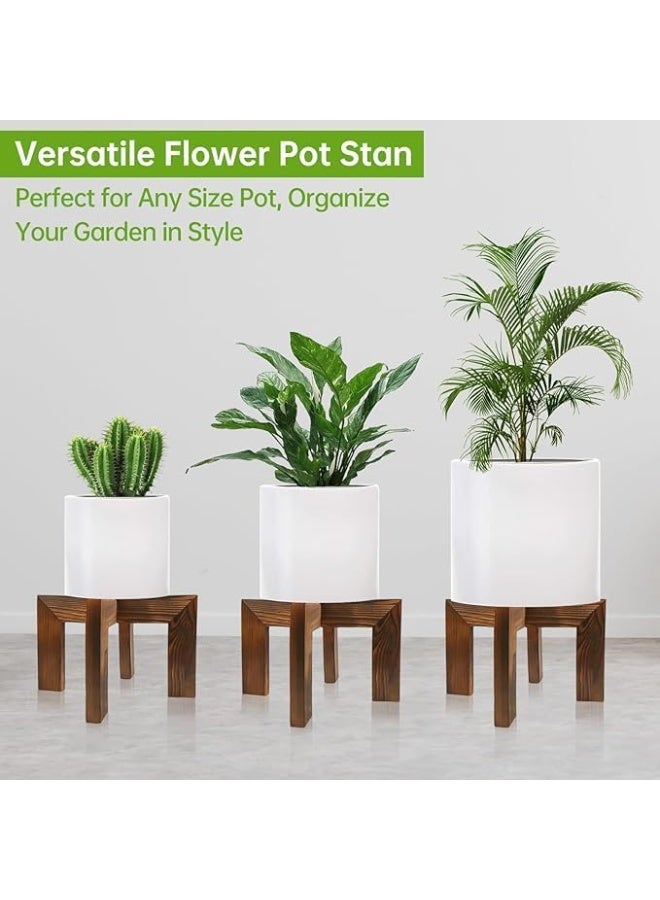 حامل نباتات داخلي وخارجي للنباتات، حامل نباتات خشبي، حامل نباتات صغير في الهواء الطلق، حامل وعاء زهور متين، يناسب معظم احجام اوعية الزهور في الغرفة، عبوة من قطعتين - Image 3